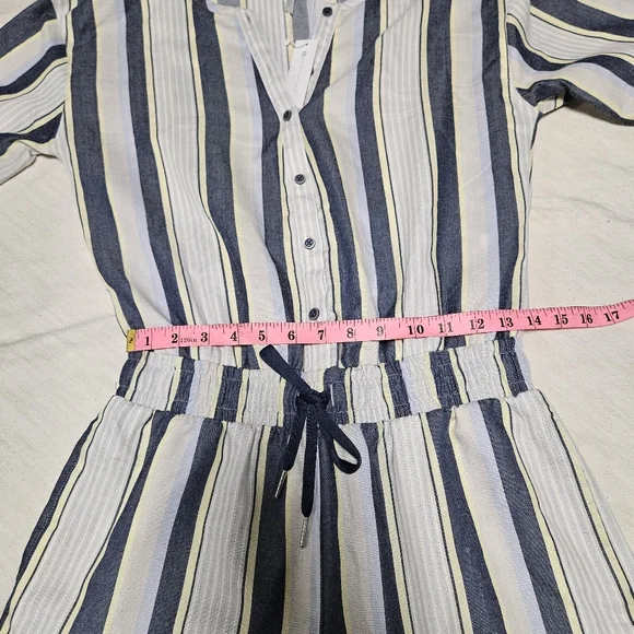 NWT Travis Matthew LUCKY LOO Navy stripe romper With Pockets! Sz S - Picture 7 of 14